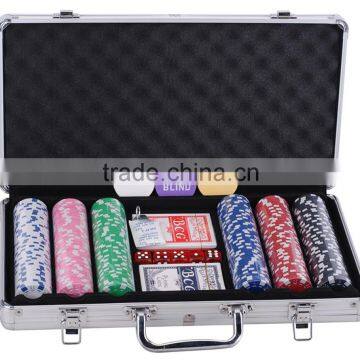 13.5g poker chips in aluminum metal case 300pcs clay poker chip set