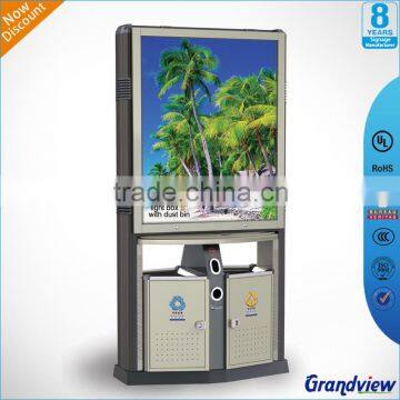 Waterproof street side advertising led light box with trash bin