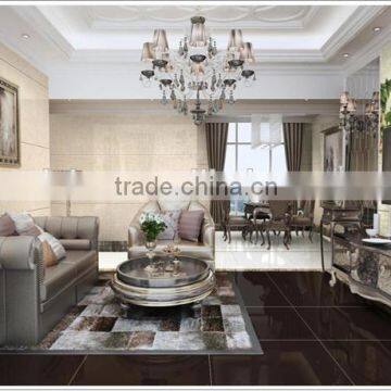 White Black Shiny Floor Vitrified Kitchen Porcelain Tile photo-5