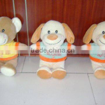 plush dog with costume