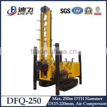 250m Depth DFQ-250 Diesel Engine Crawler DTH Water Well Drilling Machine