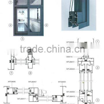 High quality aluminium energy-saving sliding casement window TFFC-27