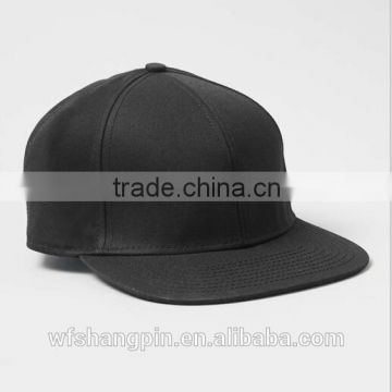 Custom Wholesale Plain Black Snapback Cap Flat Brim Cap Fitted Cap