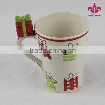 White ceramic mug with hand painting