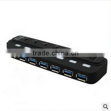 High speed 7 port usb 3.0 hub with on off switches smart led display indicator