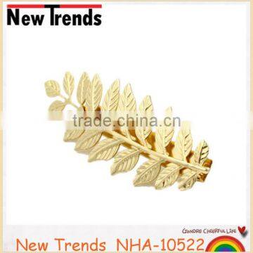 Fashion gold leaf hair barrette wholesale leaf hair clip