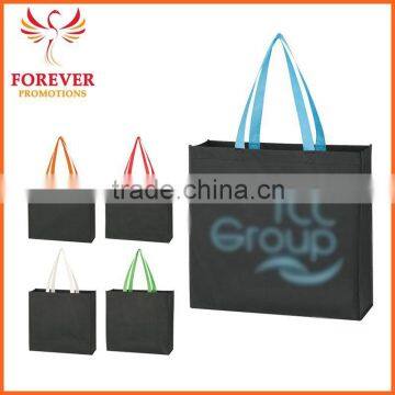 Black Non-woven Shopper Tote 15" Water-resistant Shopping Bag Tote Bag