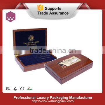 Rectangle Metal Coins Box Holder /Classical Wood Coins Saving Box Wholesale