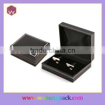 Single Pair Leather Cufflink Box /Cheap Black Quality PU Cufflink Package Box