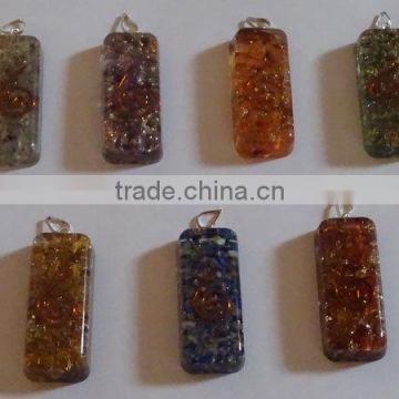 Chakra Orgone Energy Long Rectangle Pendant