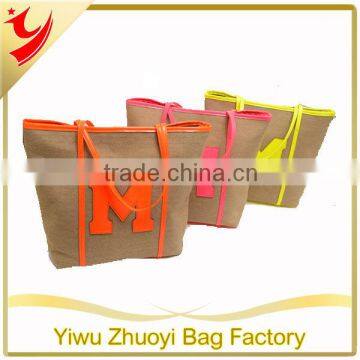 Promotional Bulk Flourescent Jute Gunny Tote Bags Wholesale