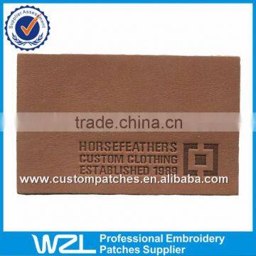 Wholesale brown embossed clothing leather patches, PU leather jeans label patches                        
                                                Quality Choice