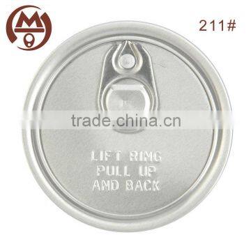 Canned food packaging 65mm 211# full open aluminum can easy open lid