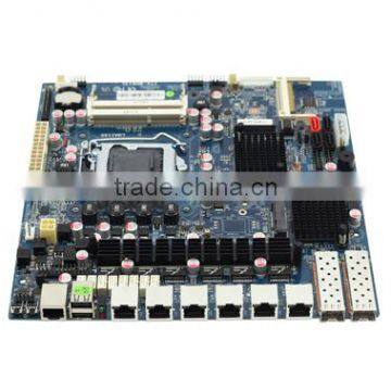 B75 LGA1155 SFP optical fiber firewall motherboard with 8 LAN