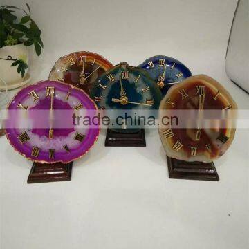 Natural Colorful Agate Slices Clock Home Decration