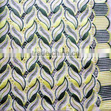 Two Types Leaf Emboridery Fabric Green Fabric for a Sheath With a Slit Skirt photo-3
