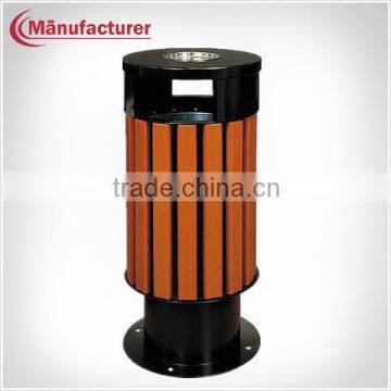 D-062 tin park recycle garbage bin/wood rubbish barrel