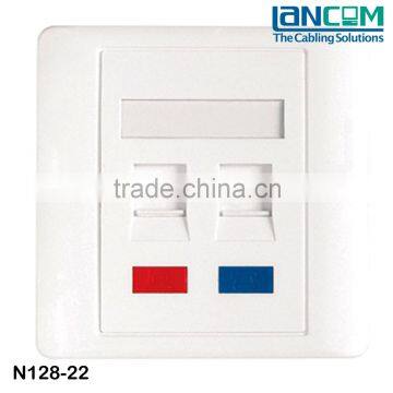 Lancom Over 10 Years Experience Exporting competitive Price 2port/Dual Port modular Jack Face plate, RJ45 Keystone Jack