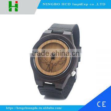 Wholesale promotional deer shape blackwood bamboo wood watches