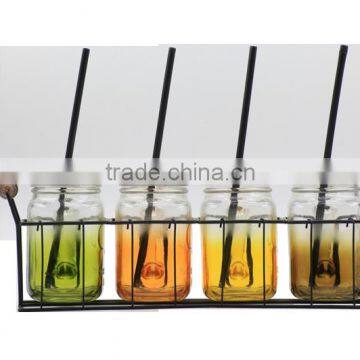 16oz Half Colored Glass Mason Jars With Lids and Straws With Rack