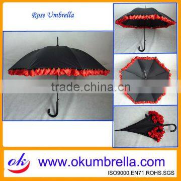 Fashion Straight lady Rose Umbrella OK086