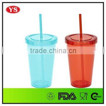 600ml Bpa Free Clear Single Wall Plastic Tumbler With Straw