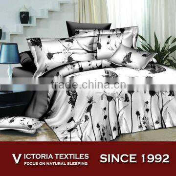 white and black reactive printing bed in bag 4 pieces bed comforter set