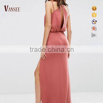 Plain sexy deep v soft braces skirt evening dress