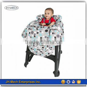 100% polyester high chair cover with blue,white and grey dot