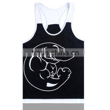 Yiwu Clothing Market OEM Elastne Black Men's Muscle Gym Tank Top