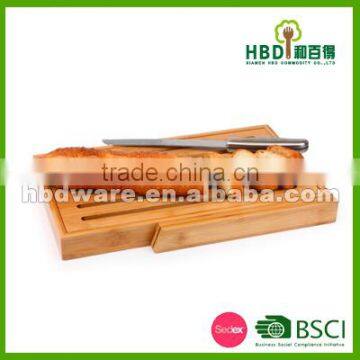 High quality bamboo bread cutting board with S/S knife