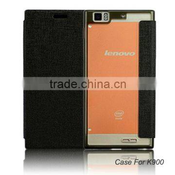 Fashion design leather flip cell phone case cover for lenovo k900