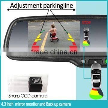 Car Rearview Mirror Monitor With OEM Parking Sensor 4 Replaceable Radar Detectors and Backup Camera Display