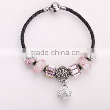 Wholesale Czech Crystal Bead Bracelet, Braided Rope Bracelet, Shamballa Bracelet