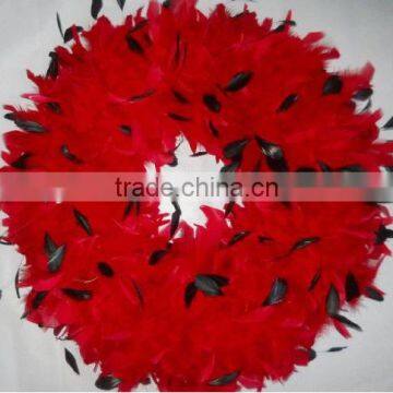 Beautiful Red Feather Wreath with Coque Accents