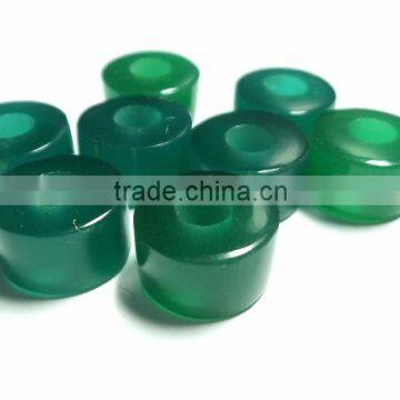 AAA Green Color Quartz Fancy Smooth Handmade Big Hole Tyre Beads photo-2
