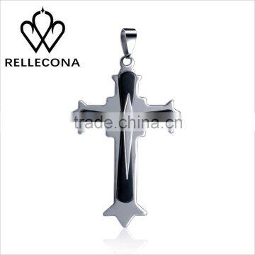 Fashion stainless steel black silver cross necklace pendant for men women