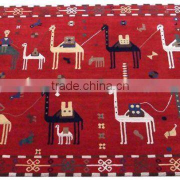 Tribal design Hand Tufted cut pile wool rugs, Latex backed with Cloth