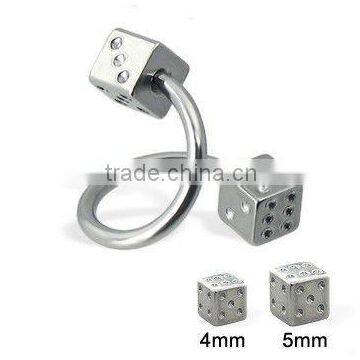 316L steel twister dice eyebrow body piercing jewelry