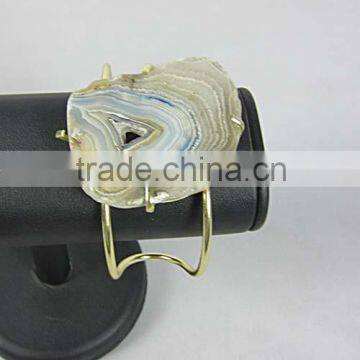 BEAUTIFUL DESIGNER WOMEN BANGLE GOLD CUFF BANGLES WITH BRASS -NATURAL STONE AGATE, LATEST DESIGN