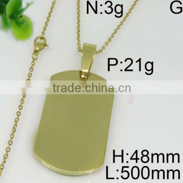 Wholesale price dog tag style gold plating necklace