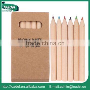 6pcs 3.5" brown paper box natural mini colored pencil