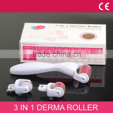 high quality 180/600/1200 needles stainless micro needle therapy 3 in 1 derma roller kit for skin whitening