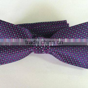 men's 100% silk pink\navy\white bow tie with square and dot design