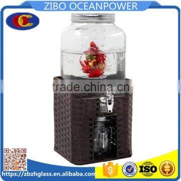 8L party drink square glass water dispenser pvc base