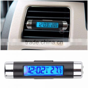 New 2in1 Car Auto LCD Clip-on Digital Backlight Automotive Thermometer Clock Calendar