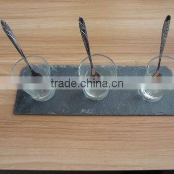 2017 Hot Sale Slate Placemat and Coaster With Rough Edge Food Safe Black for Hotel,home ,shop and Restaurant photo-3