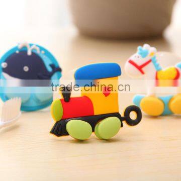 Q054 Soft Silicone Cartoon Small Animal Sucker Single Toothbrush Holder photo-2