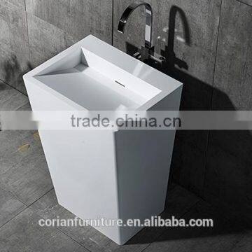 Acrylic solid surface corian new design hote bathroom basin stand