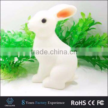 Animal rabbit shape LED portable cute vinyl plastic table lamp